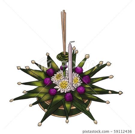 Flower decoration in Loy Krathong festivel isolated on white 59112436
