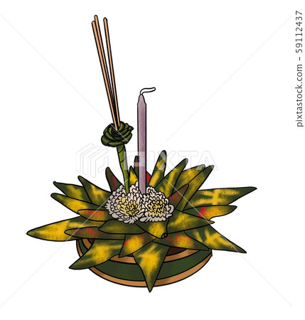 Flower decoration in Loy Krathong festivel isolated on white Flower decoration in Loy Krathong festivel isolated on white 59112437