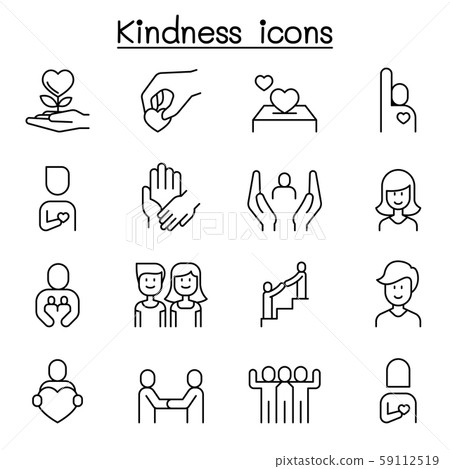 Kindness, Care, volunteer icon set in thin line 59112519
