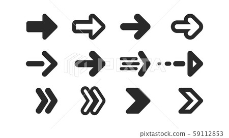 Flat silhouette arrows icon set 59112853