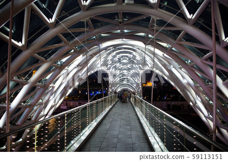 Pedestrian bridge. Steel glass construction 59113151