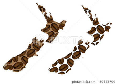 New Zealand - map of coffee bean New Zealand - map of coffee bean 59113799