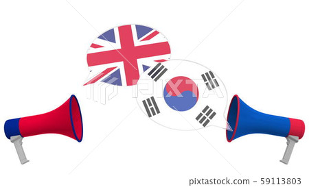 Speech bubbles with flags of South Korea and the United Kingdom. Intercultural dialogue or Speech bubbles with flags of South Korea and the United Kingdom. Intercultural dialogue or 59113803