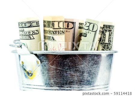 silver basket full of american dollar banknotes silver basket full of american dollar banknotes 59114418