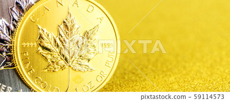 silver and golden canadian maple leaf one ounce silver and golden canadian maple leaf one ounce 59114573