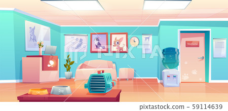 Vet clinic reception. Veterinary empty hall design 59114639