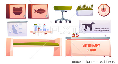 Veterinary vet clinic furniture and stuff isolated 59114640