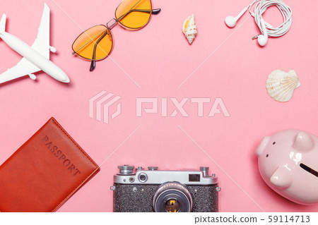 Minimal simple flat lay travel adventure trip 59114713