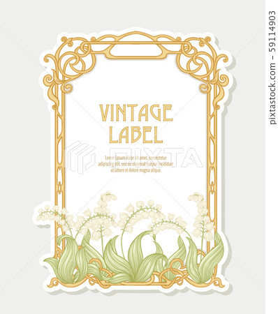 Lily of the valley. Label, decorative frame, border. 59114903