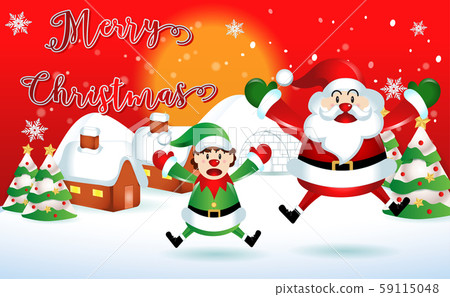 Merry christmas and Happy new year 2020 with santa claus cute cartoon.for Christmas and New Year background.vector illustration Merry christmas and Happy new year 2020 with santa claus cute cartoon.for Christmas and New Year background.vector illustration 59115048