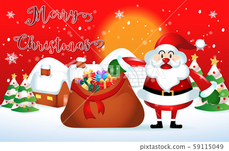 Merry christmas and Happy new year 2020 with santa claus cute cartoon.for Christmas and New Year background.vector illustration 59115049