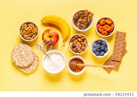 Healthy snack concept, top view. 59115415