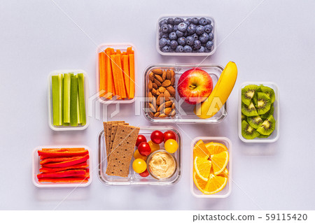Healthy snack on a pastel background. 59115420