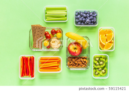 Healthy snack on a pastel background. 59115421