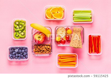 Healthy snack on a pastel background. 59115425