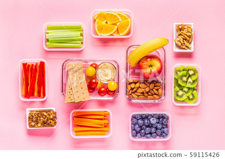 Healthy snack on a pastel background. 59115426