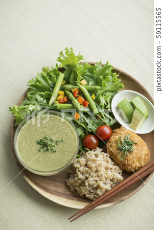 一盤菜糙米蔬菜 59115565