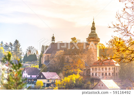 St George Church in Horni Slavkov. Sunny autumn day. Czech Republic St George Church in Horni Slavkov. Sunny autumn day. Czech Republic 59116492