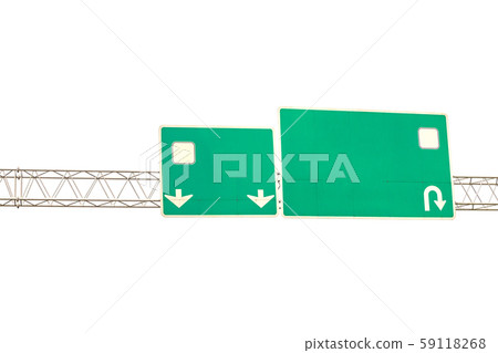 Blank green highway road sign on white background 59118268