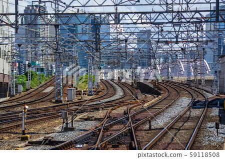 Railway tracks from Osaka Juso Station to Osaka Umeda Station 59118508