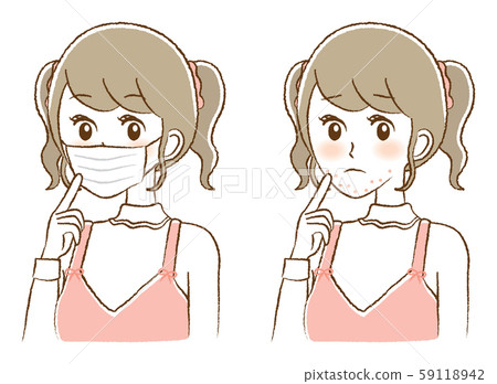 女下巴痤瘡粗糙的皮膚面具擔心圖 女下巴痤瘡粗糙的皮膚面具擔心圖 59118942