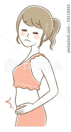 Annoyed female constipation illustration - Stock Illustration [59118943 ...