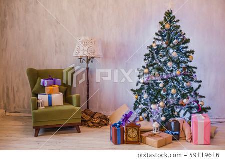 Christmas background New Year holidays gifts background House Christmas background New Year holidays gifts background House 59119616