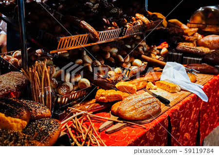 different bread rolls on the table bakeries 59119784