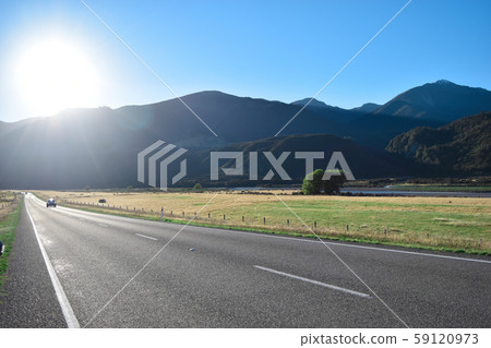 Scenery road with mountain with sunrise for 59120973