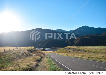 Scenery road with mountain with sunrise for 59120974