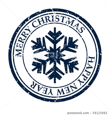 Merry Christmasand Happy New Year grunge dirty post stamp snowflakes icon isolated on white vector 59125081