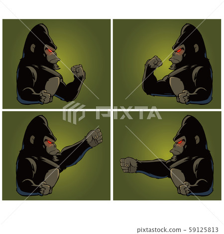 A side view of a frightening gorilla / 4 sets A side view of a frightening gorilla / 4 sets 59125813