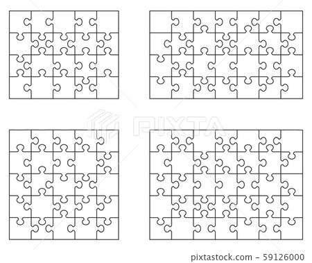 Vector illustration of four different white puzzle, separate pieces 59126000
