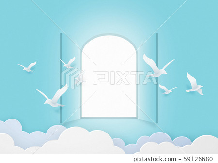 Paper craft-sky-door-open-bird 59126680
