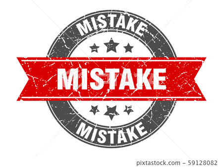 mistake round stamp with red ribbon. mistake mistake round stamp with red ribbon. mistake 59128082
