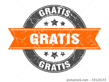 gratis round stamp with orange ribbon. gratis 59128155