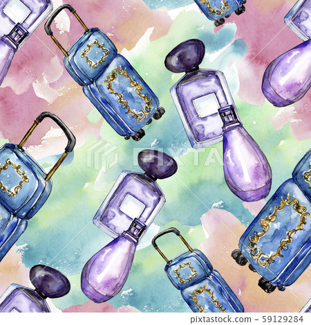 Fashionable sketch glamour illustration in a watercolor style isolated element. Seamless background Fashionable sketch glamour illustration in a watercolor style isolated element. Seamless background 59129284