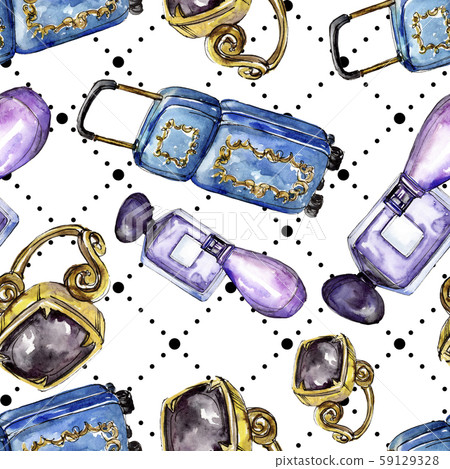 Fashionable sketch glamour illustration in a watercolor style isolated element. Seamless background 59129328