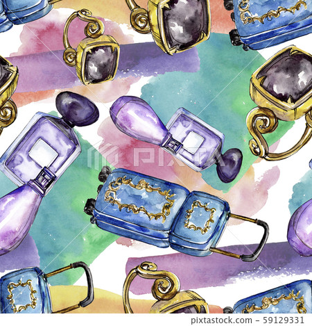 Fashionable sketch glamour illustration in a watercolor style isolated element. Seamless background Fashionable sketch glamour illustration in a watercolor style isolated element. Seamless background 59129331