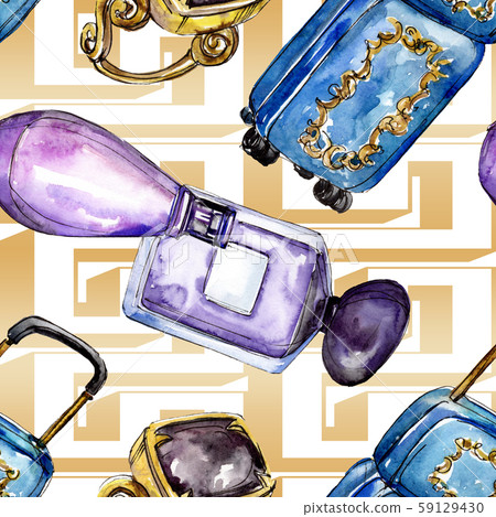 Fashionable sketch glamour illustration in a watercolor style isolated element. Seamless background Fashionable sketch glamour illustration in a watercolor style isolated element. Seamless background 59129430