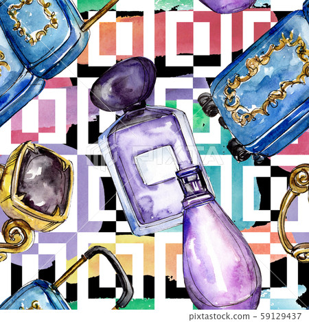 Fashionable sketch glamour illustration in a watercolor style isolated element. Seamless background Fashionable sketch glamour illustration in a watercolor style isolated element. Seamless background 59129437