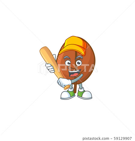 brown autumn leaves isolated with playing baseball mascot 59129907
