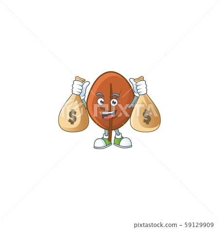 brown autumn leaves isolated with holding money bag mascot 59129909