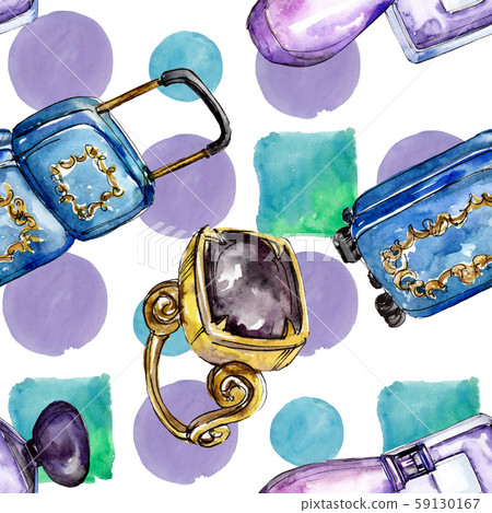 Fashionable sketch glamour illustration in a watercolor style isolated element. Seamless background Fashionable sketch glamour illustration in a watercolor style isolated element. Seamless background 59130167
