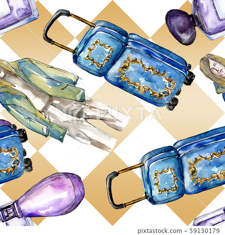 Fashionable sketch glamour illustration in a watercolor style isolated element. Seamless background Fashionable sketch glamour illustration in a watercolor style isolated element. Seamless background 59130179