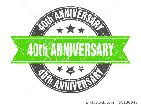 40th anniversary round stamp with green ribbon. 40th anniversary round stamp with green ribbon. 59130645