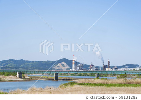 Factory River Abukuma River Smoke Chimney 59131282
