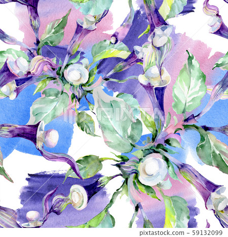 Bouquet floral botanical flowers. Watercolor background illustration set. Seamless background 59132099