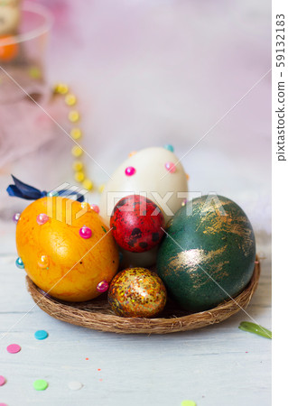 Colorful decorated Easter eggs 59132183