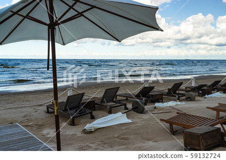 Summer cafe on the beach of Jurmala in autumn 59132724